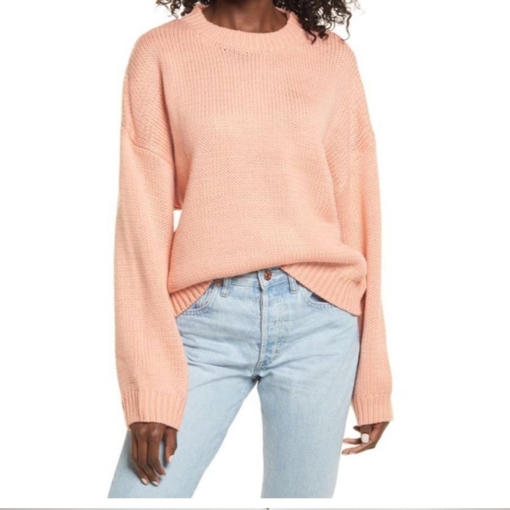 NWT PRMA Peach Pink Knit Oversized Crew Neck Pullover Sweater Sz XL Nordstrom